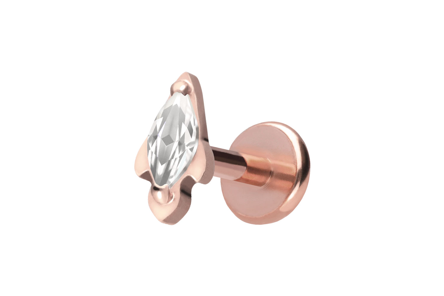 Titan Labret Piercing mit Push Fit KRISTALLRAKETE